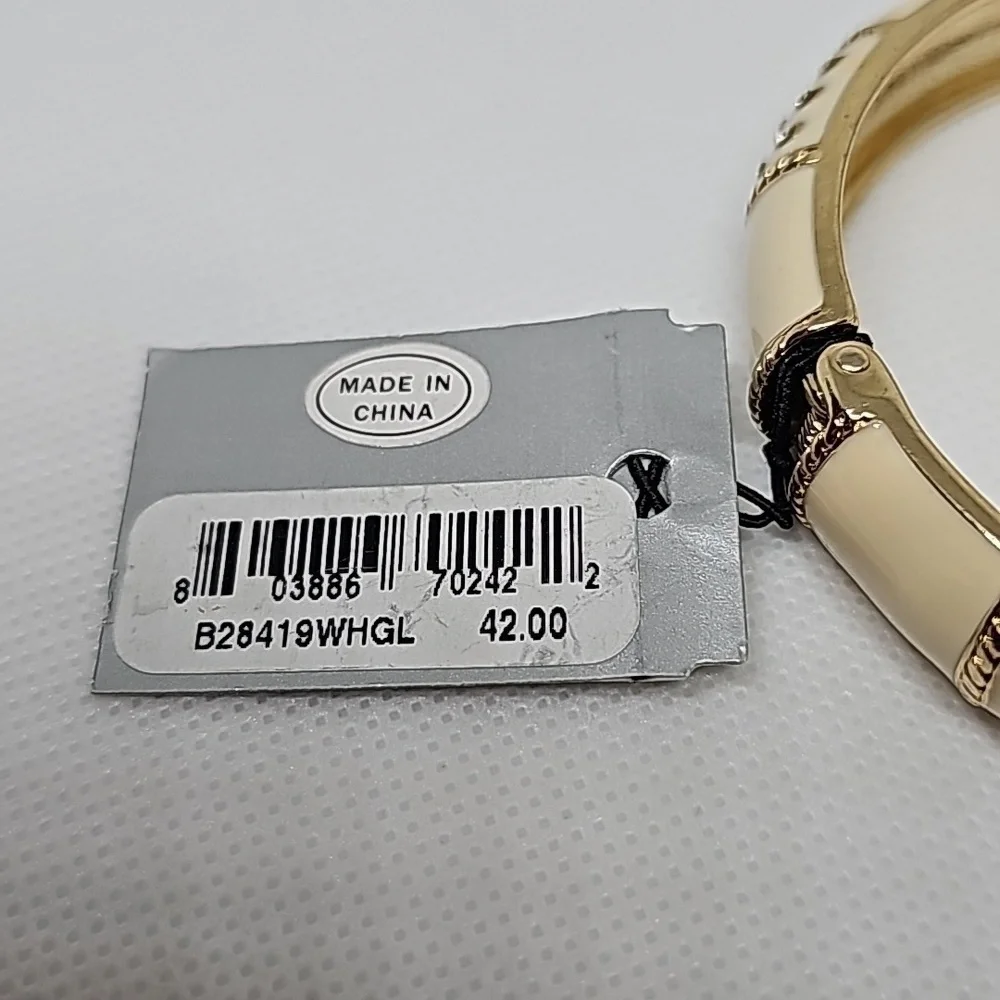 NWT Sequin Cream and Rhinestones Bangle Spring Bracelet